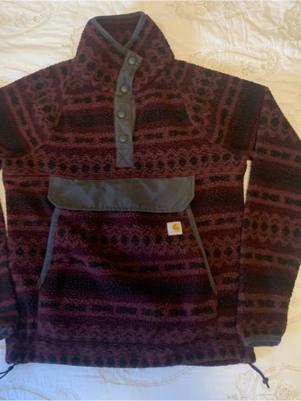 Carhartt Women's Relaxed Fit Fleece Pullover Port Geometric Print Size XS Wester